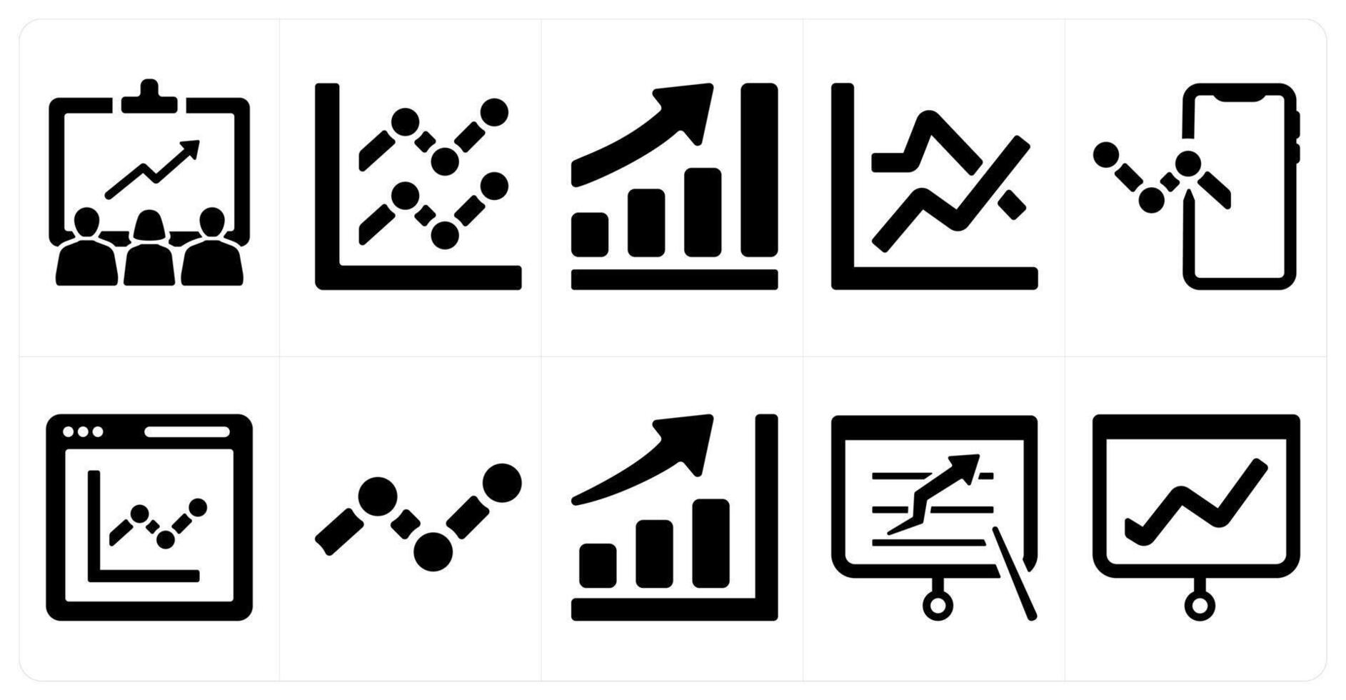 A set of 10 web marketing icons as growth, diagram, statistics vector