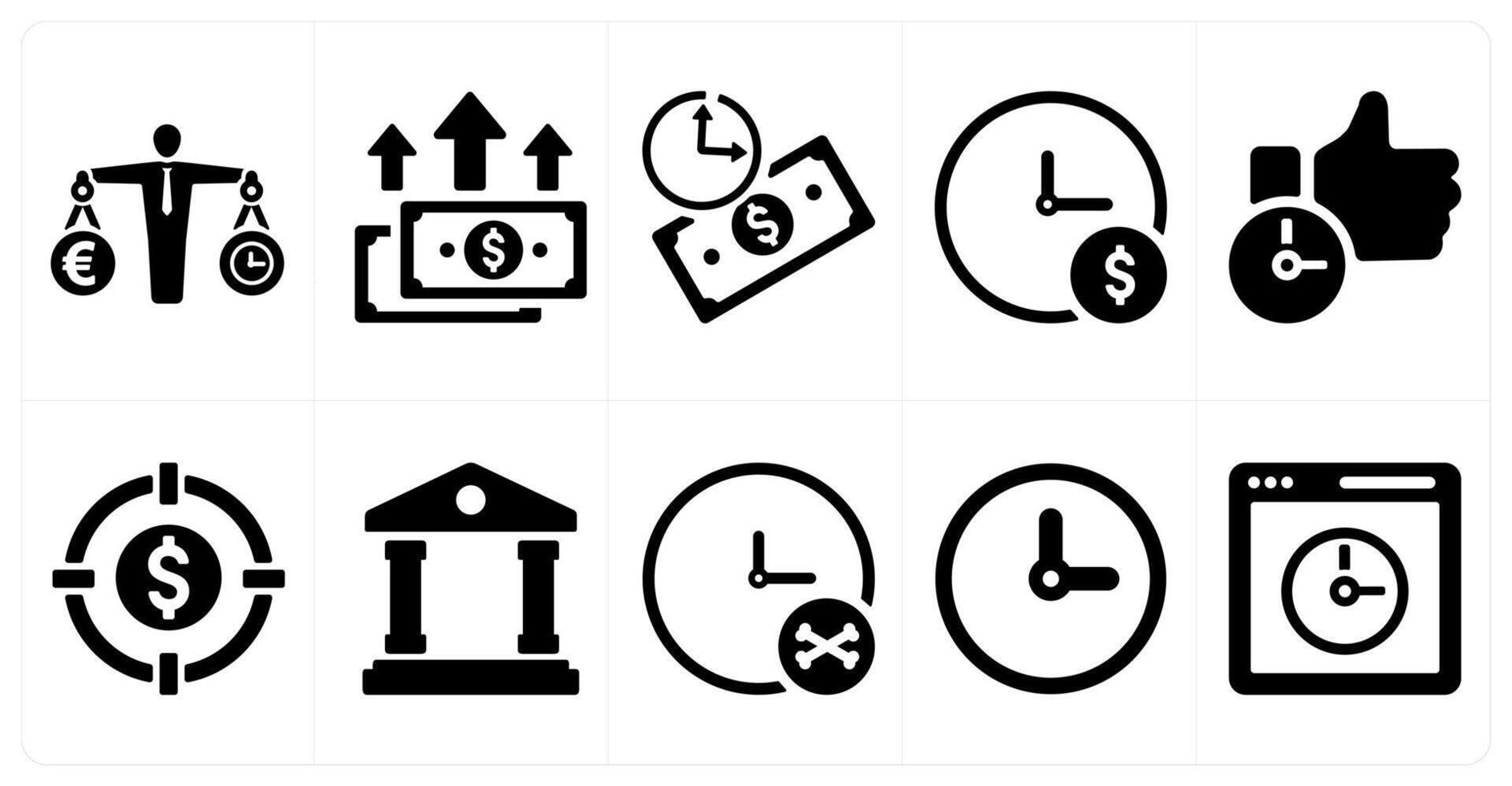 A set of 10 web marketing icons as balanced money, profit, loan duration vector