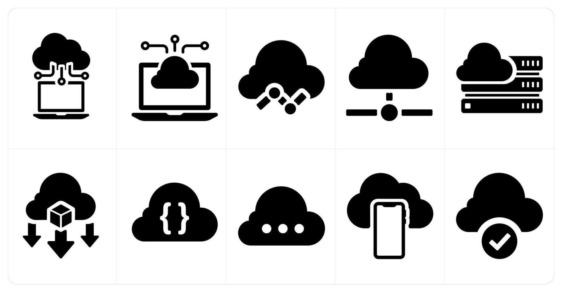 A set of 10 web marketing icons as cloud database, cloud server, cloud data vector
