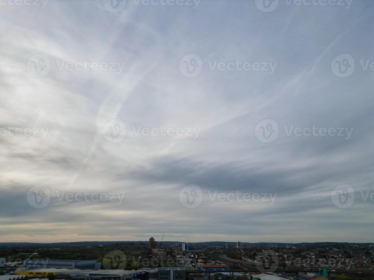 Aerial View of Brent Cross West Hendon London City of England United Kingdom, High Angle Drone's Camera Footage Was Captured on April 12th, 2024 from Medium High Altitude. photo