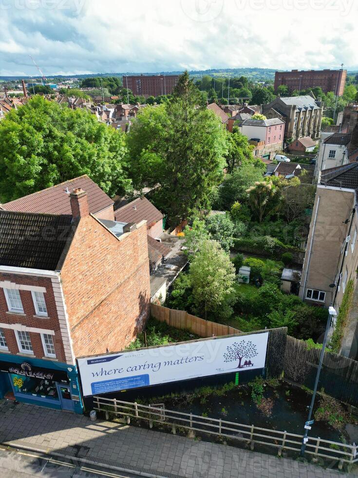 Aerial View of Buildings at Hotwells Central Bristol City of Southwest of England, Great Britain. High Angle Footage Was Captured with Drone's Camera from Medium High Altitude on May 27th, 2024. photo
