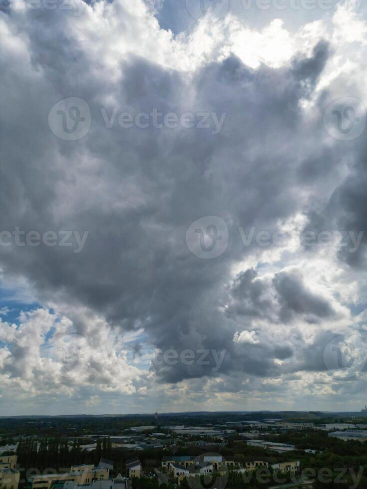 High Angle View of Buildings at Downtown Central Northampton City of East Midlands Region of England Great Britain. Aerial Footage Was Captured with Drone's Camera on April 26th, 2024 photo