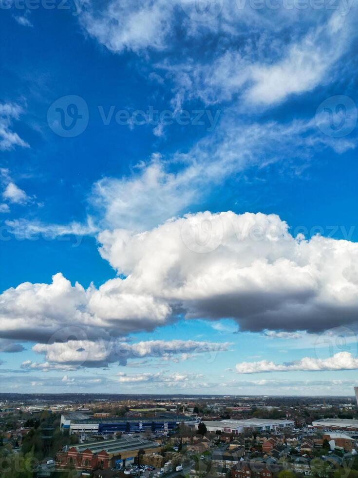High Angle View of Birmingham City of England United Kingdom During Sunset. Aerial View of Was Captured with Drone's Camera on March 30th, 2024 photo