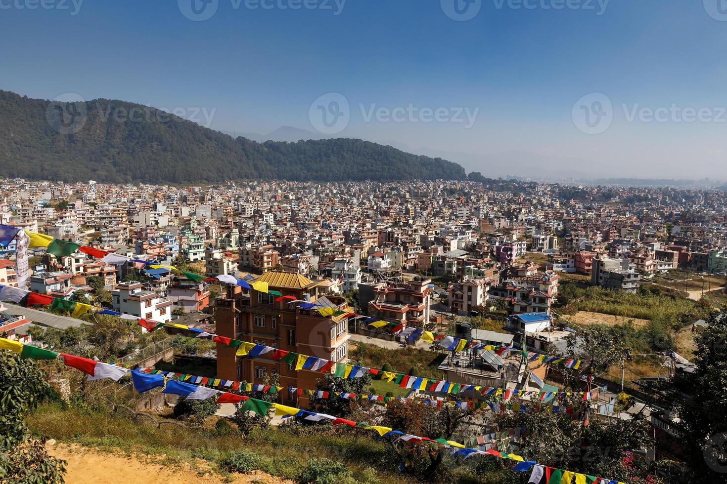 Kathmandu city view from the Triten Norbutse Monastery. Nepal photo