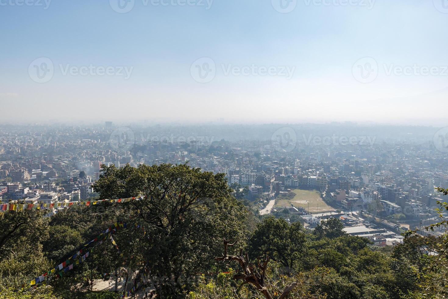 Kathmandu cityscape from the hill of Swayambhunath temple, Nepal. photo