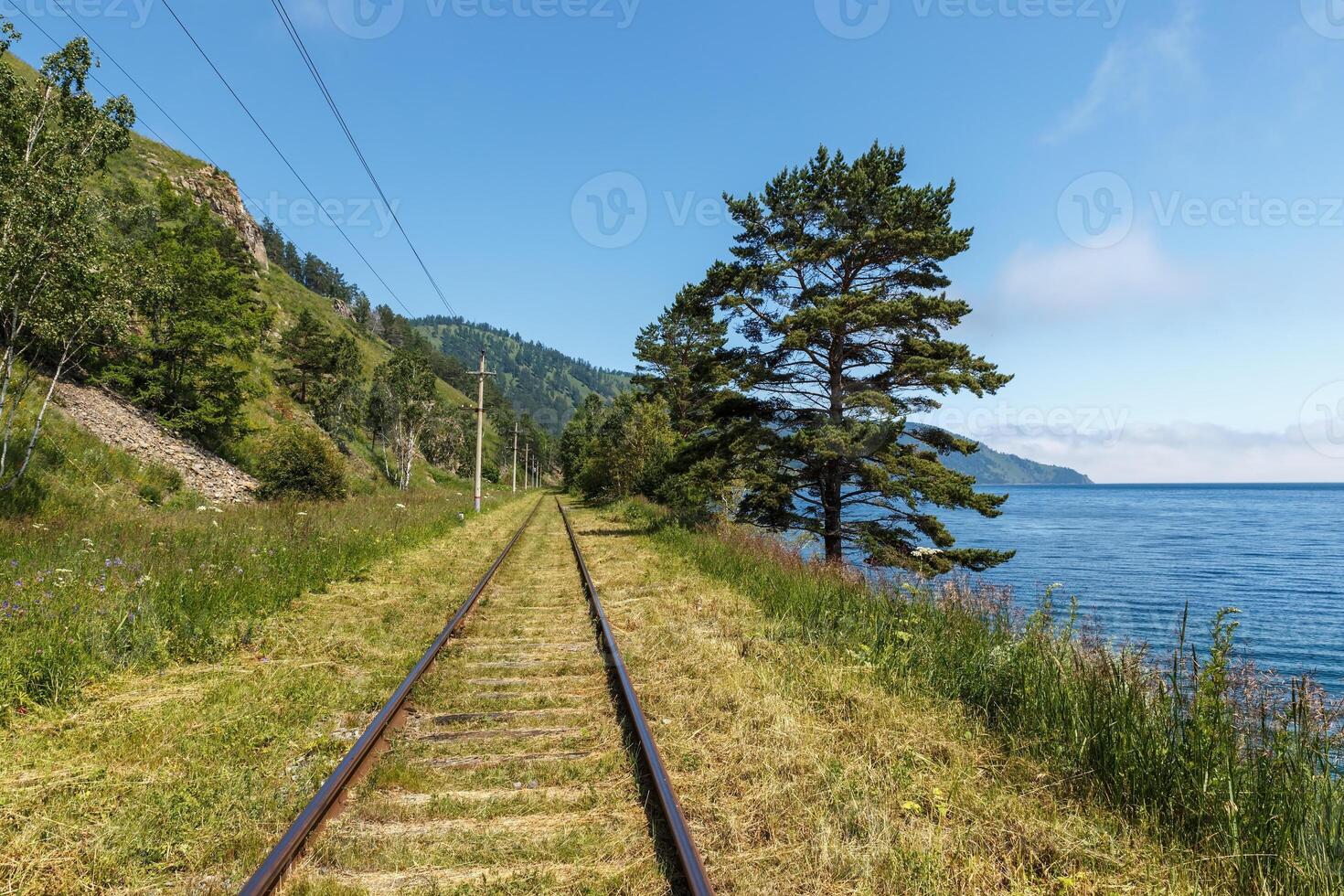 Circum Baikal Railway. Railway along the shore of Lake Baikal. photo
