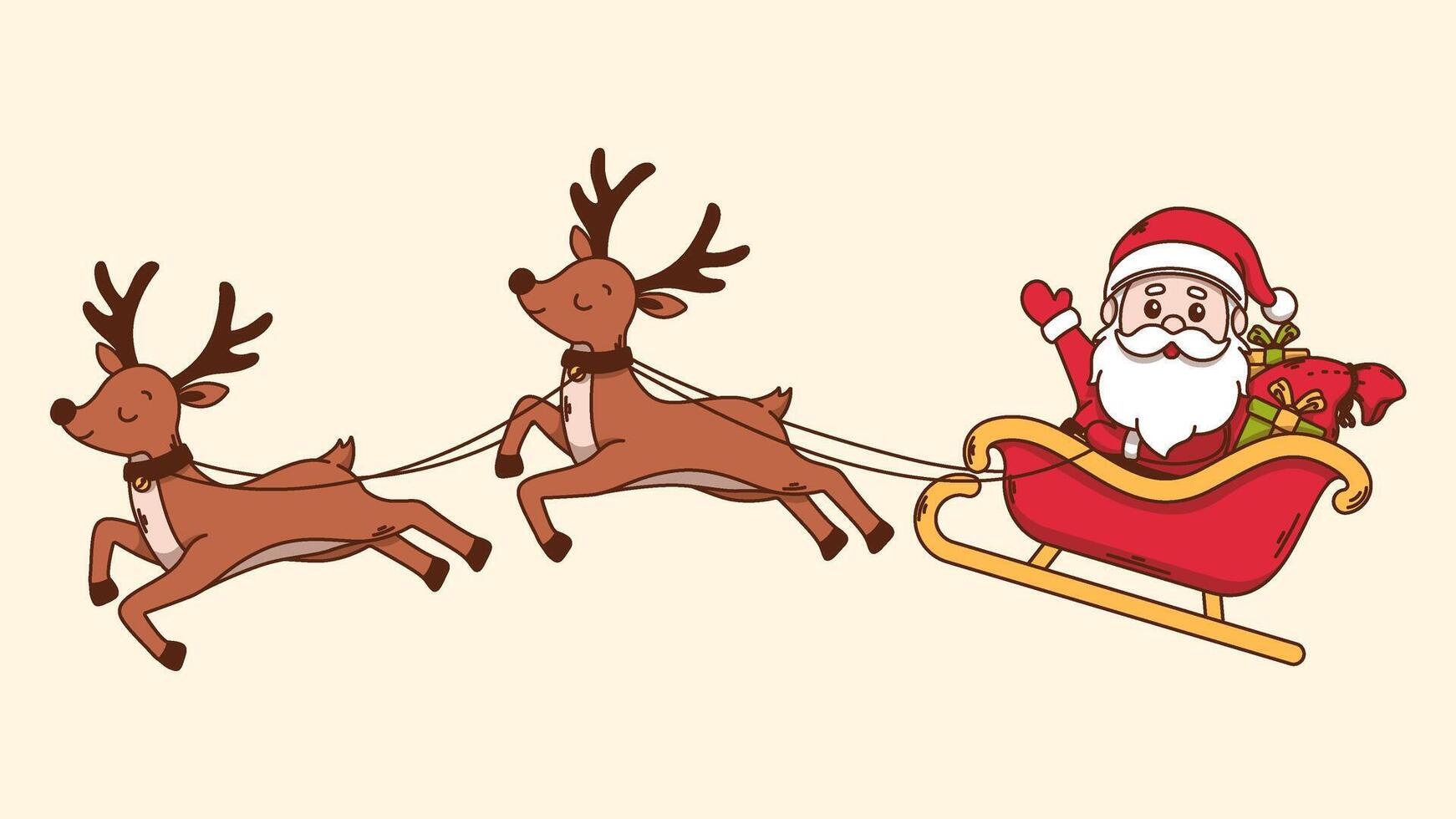 Santa Claus with his reindeer and sleigh vector