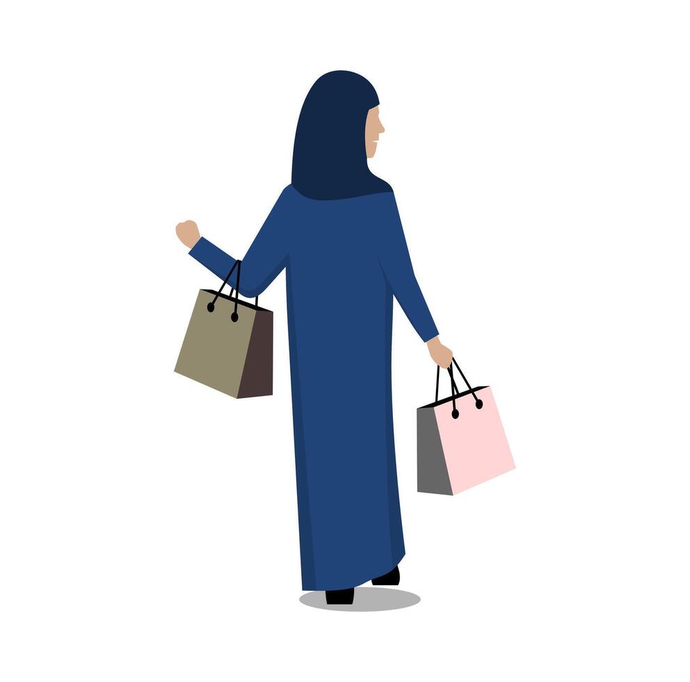 Muslim Woman Shopping Design Illustration vector