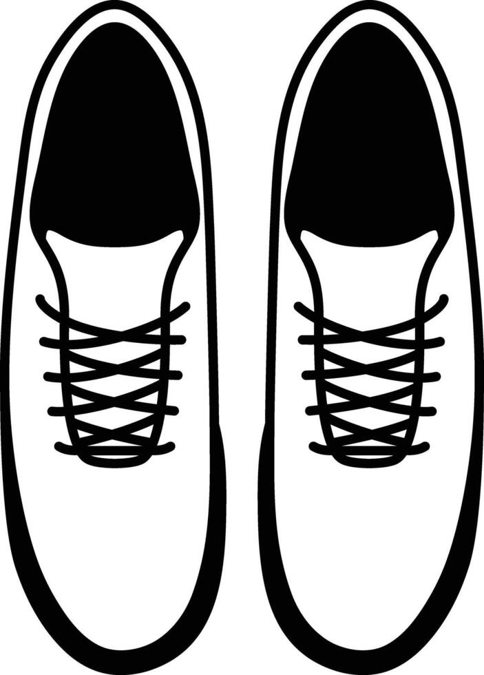the Solid Outline Icon of Sneakers from the Top View vector