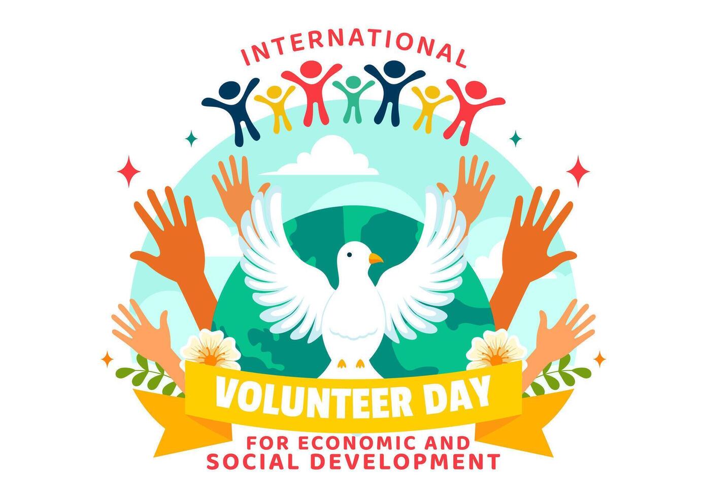 Hands Together for Volunteer Day Illustration in a Flat Style Background vector