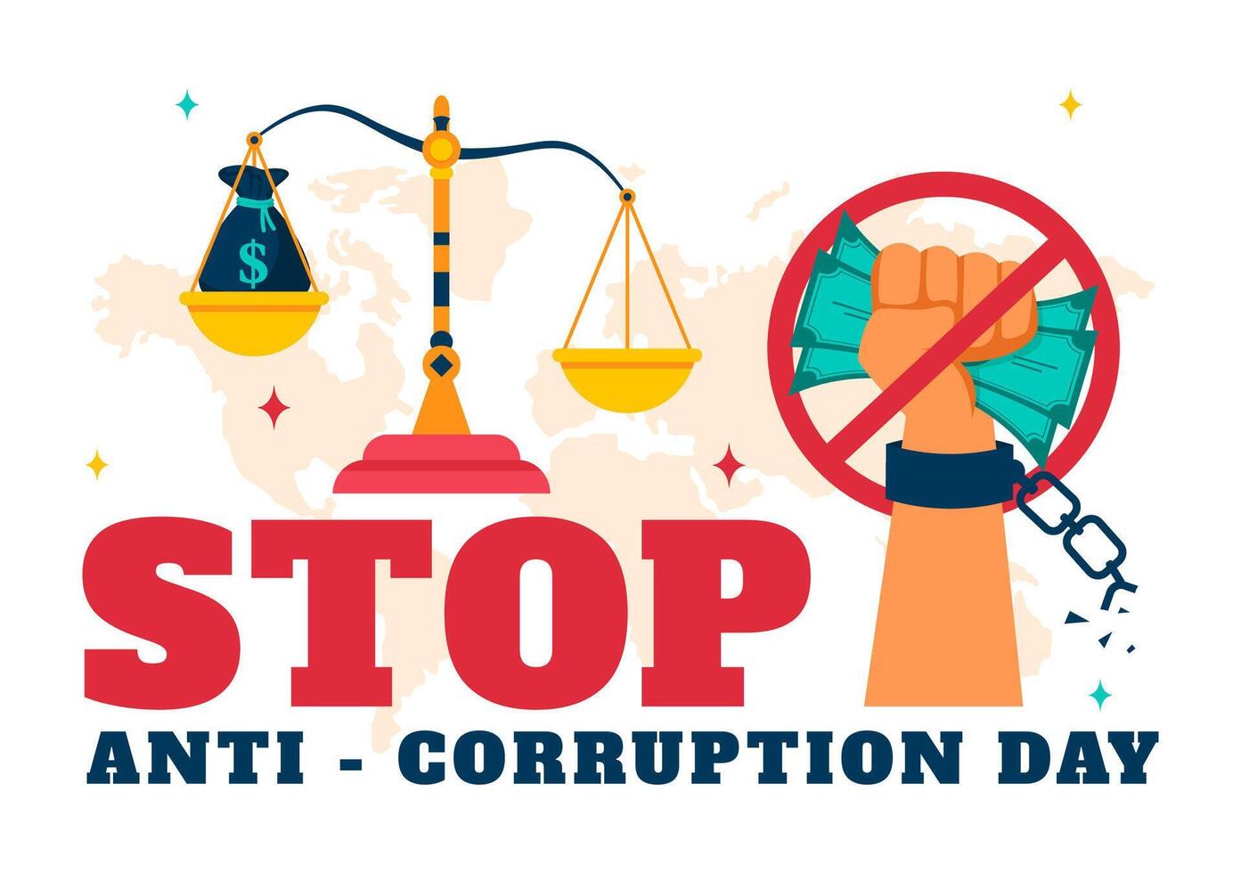 Anti-Corruption Day Banner with No Bribery Symbol and Dollar Coin vector