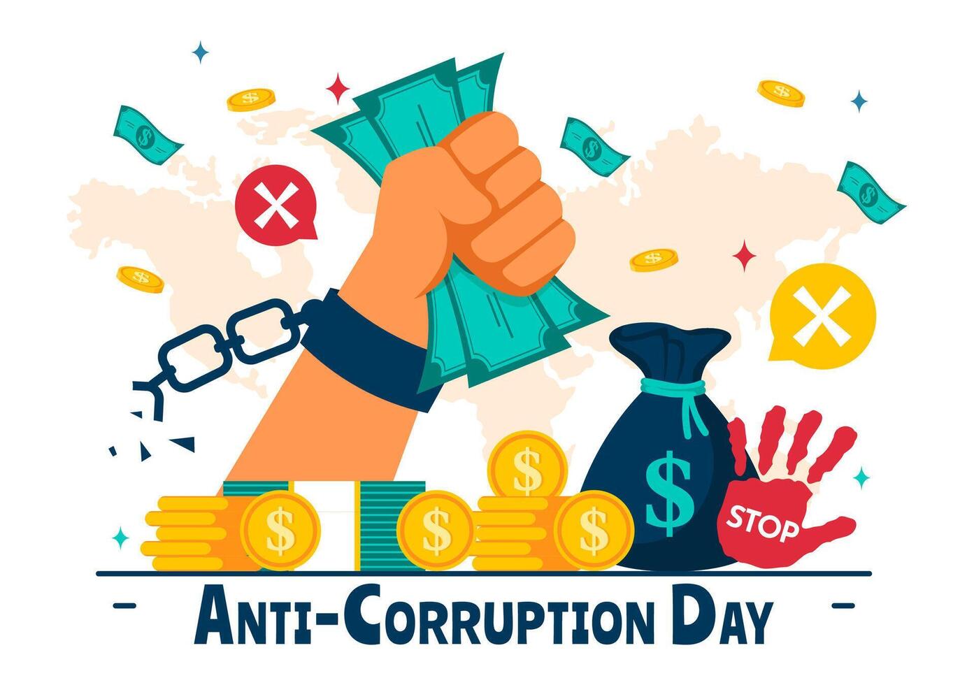 International Anti-Corruption Day Graphic with Stop Money Giving Message vector