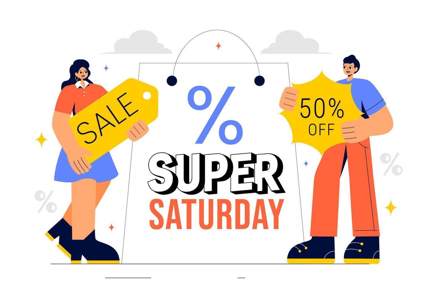Weekend Discount Extravaganza Illustration with Retail Deals in a Flat Style vector