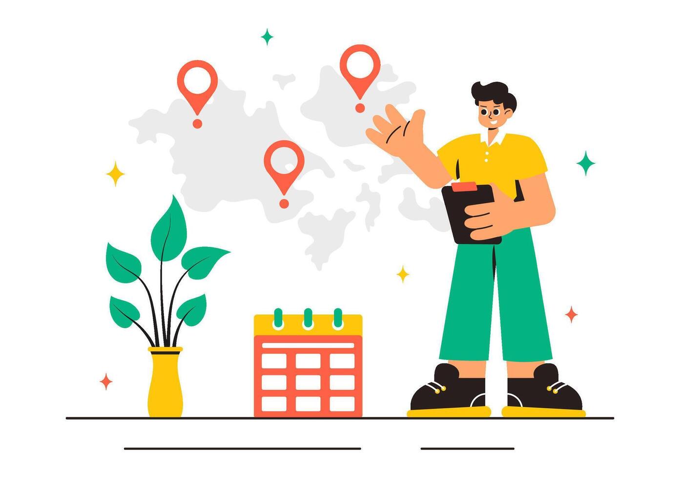 Flat Style Business Illustration on Outsourcing and Project Delegation vector