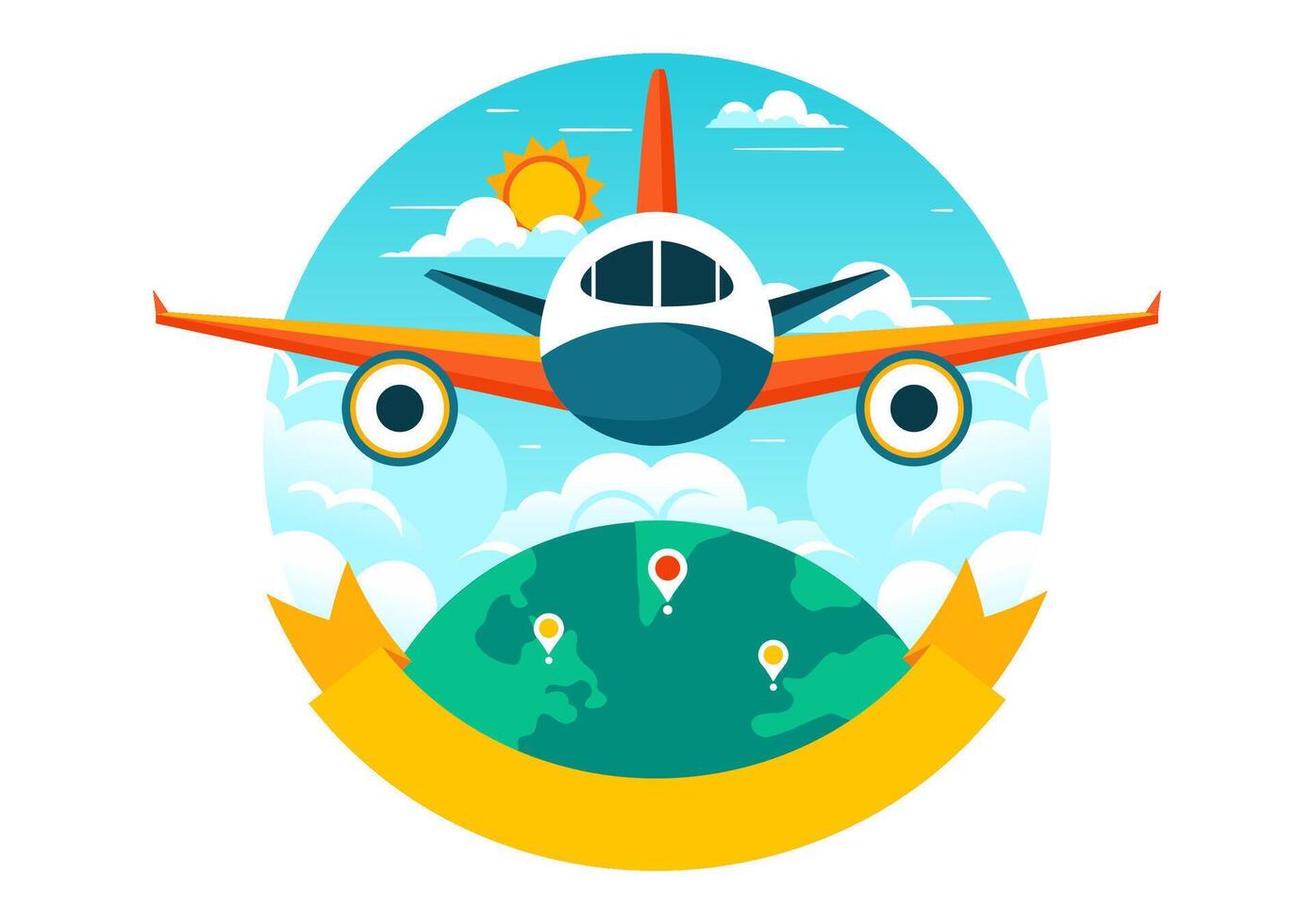 International Civil Aviation Day Illustration on December 7 with Airplane and Clear Sky in a Flat Style Cartoon Background vector