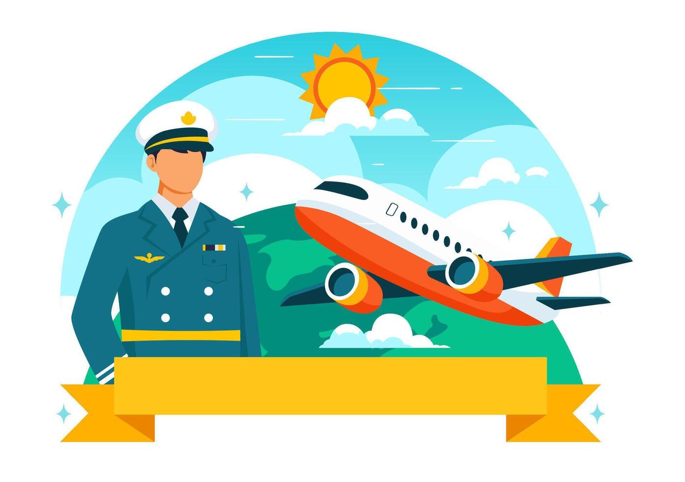 December 7 International Civil Aviation Day Illustration Featuring Aircraft in a Sky Blue Setting, Flat Cartoon Style vector