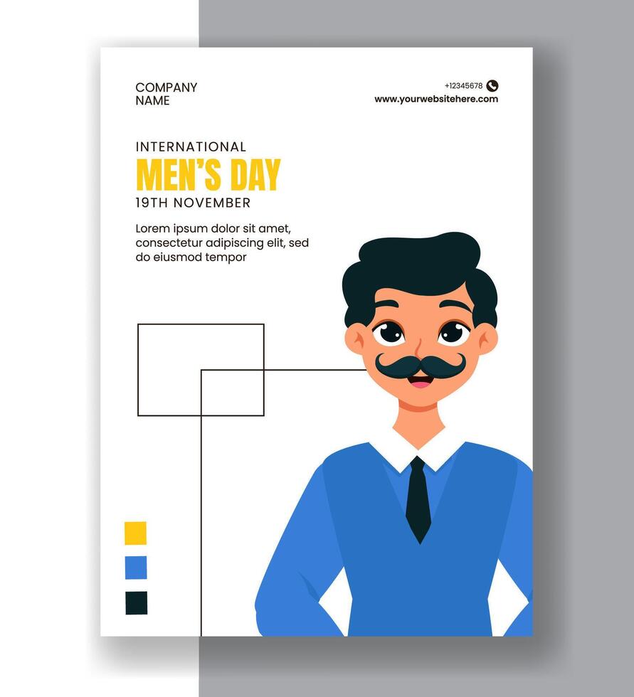Men's Day Vertical Poster Template with Hand-Drawn Cartoon Background vector