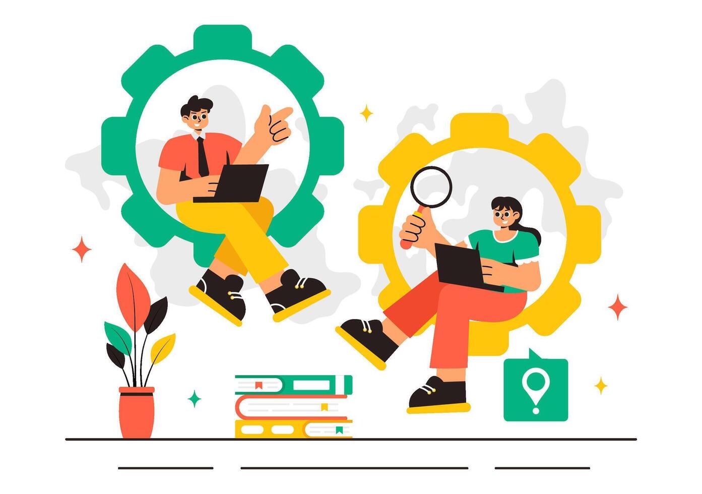 Investment and Company Development in Outsourcing Business Illustration vector