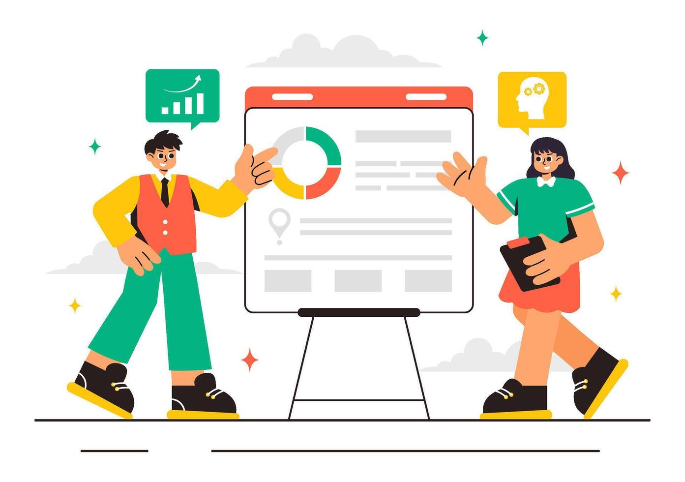 Business Outsourcing with Ideas of Team Collaboration and Investment vector