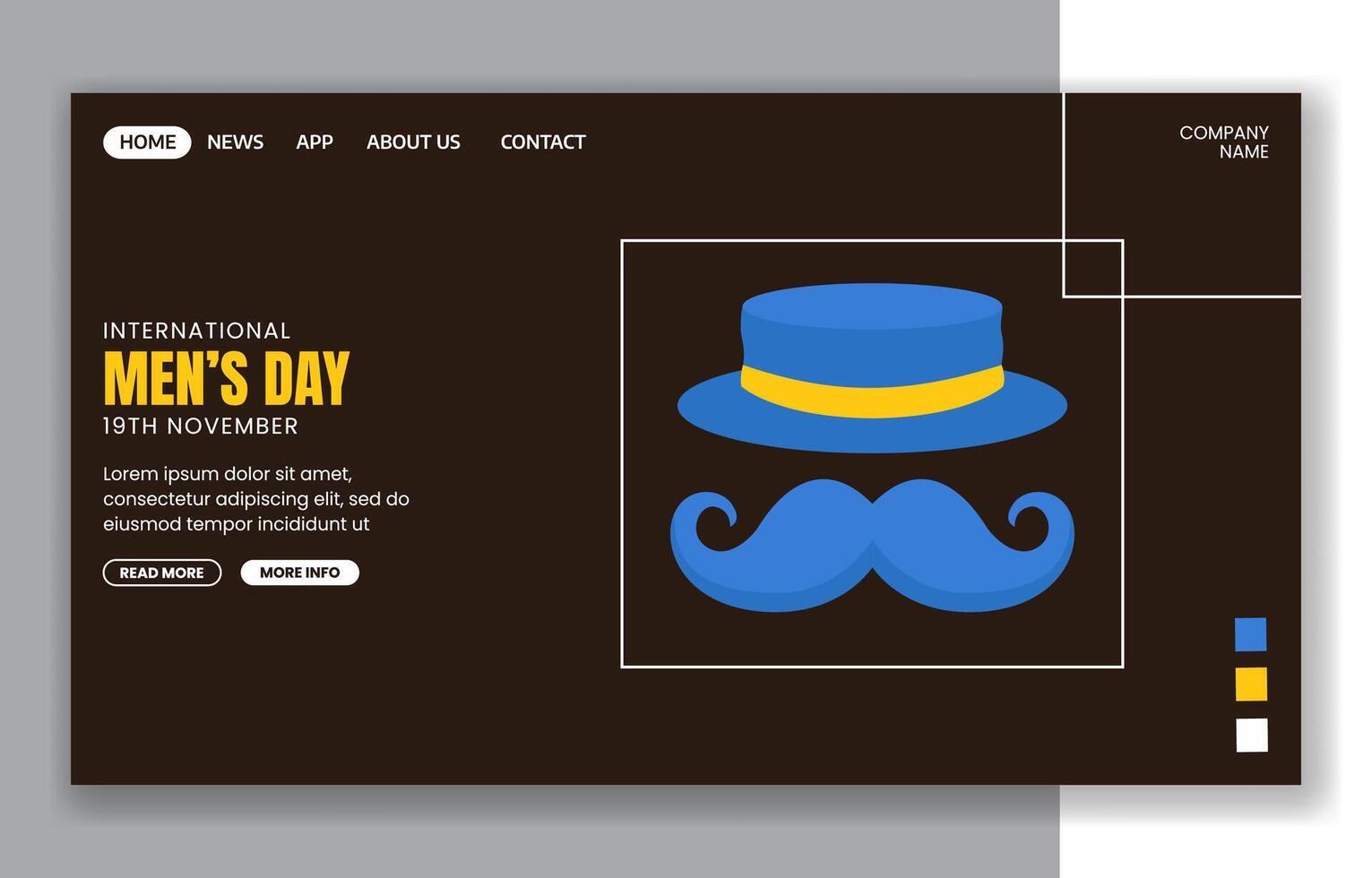 Flat Cartoon Social Media Landing Page for Men's Day Greetings vector