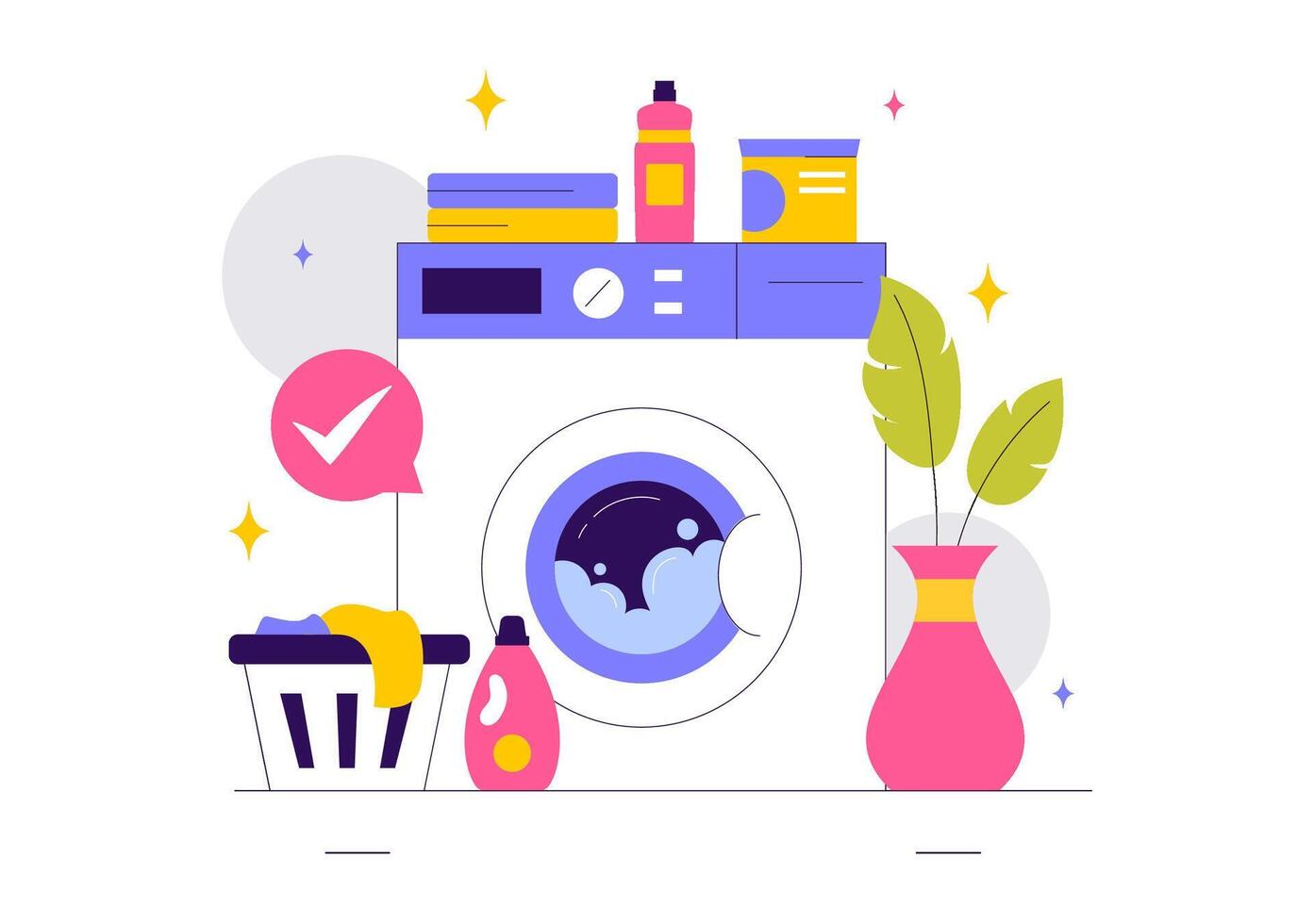 Laundry Room Setup with Washing and Drying Machines in Flat Style vector