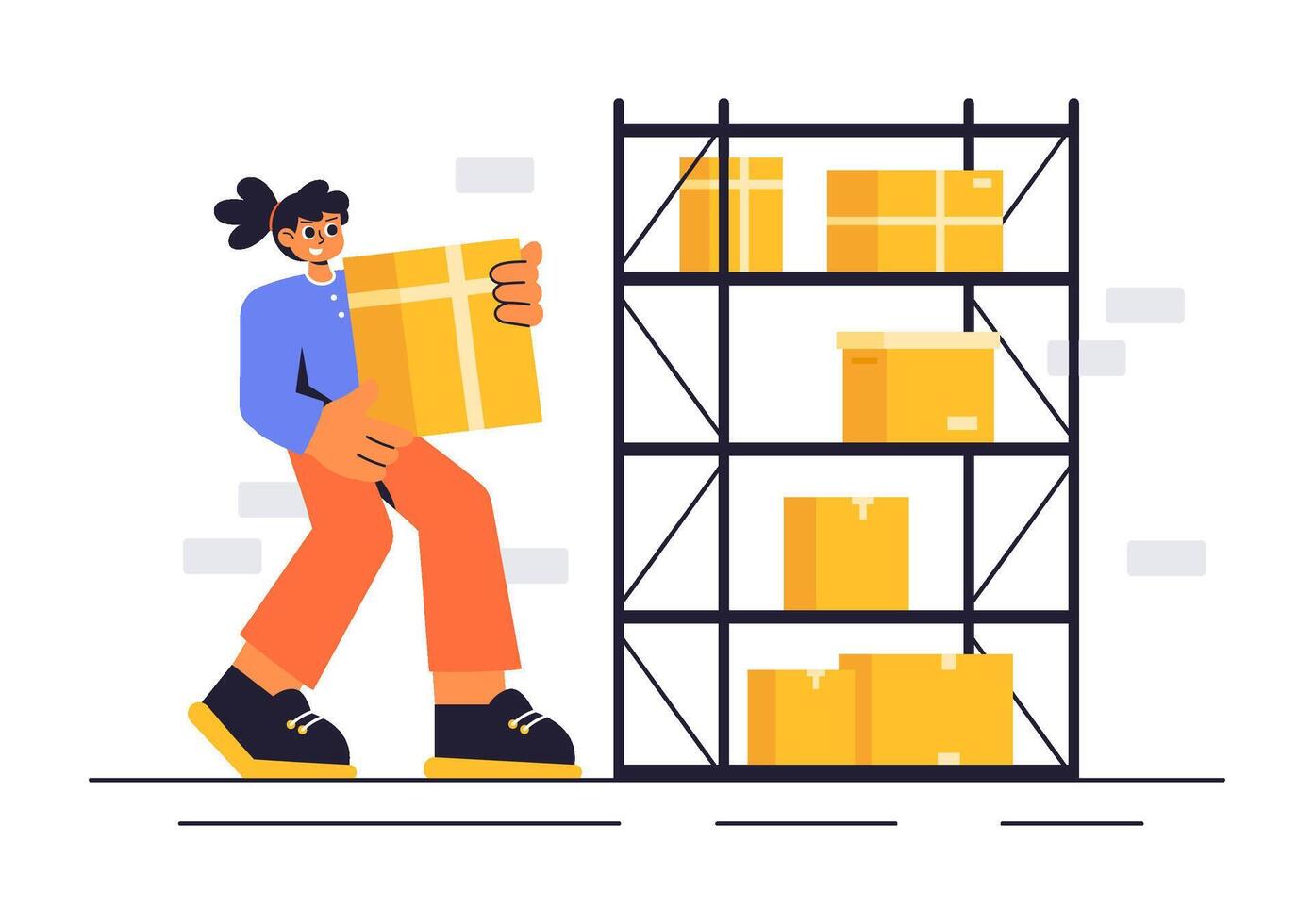 Illustration of a Self-Storage Garage Filled with Unused Items in Boxes vector