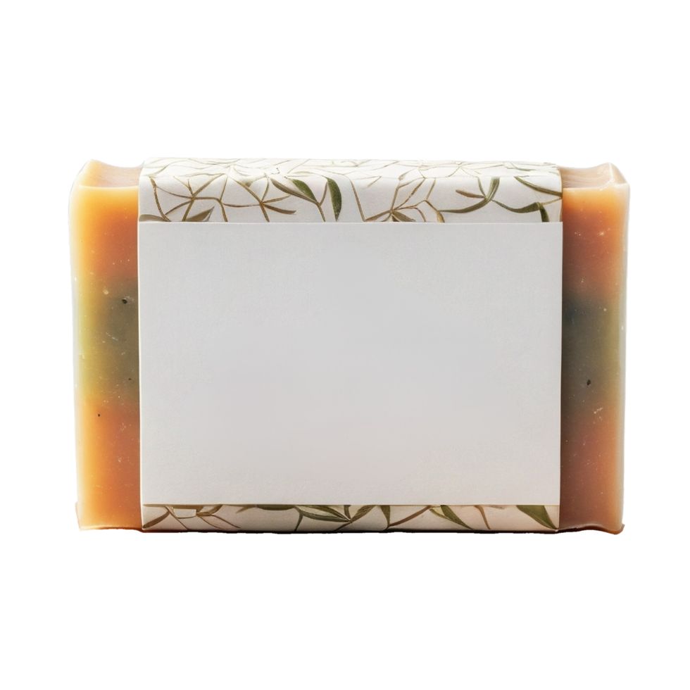 Homemade bar soap with blank label png