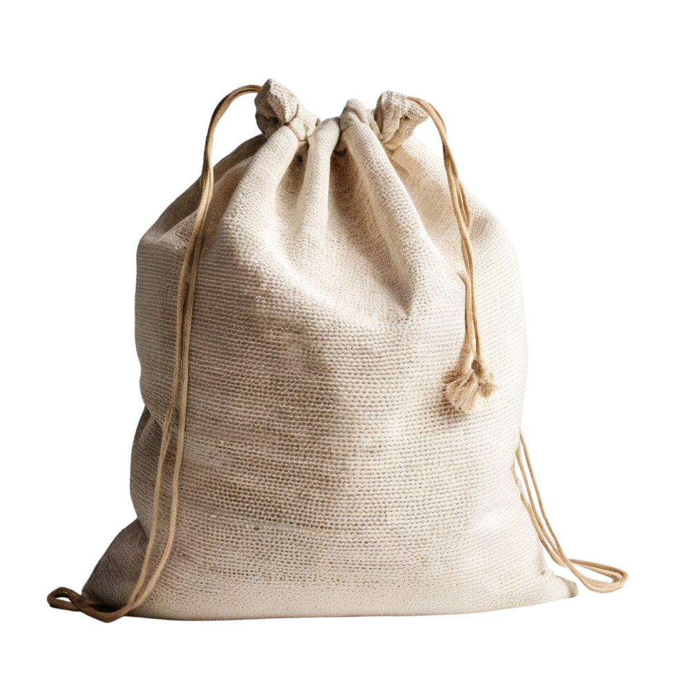 White fabric string bag png