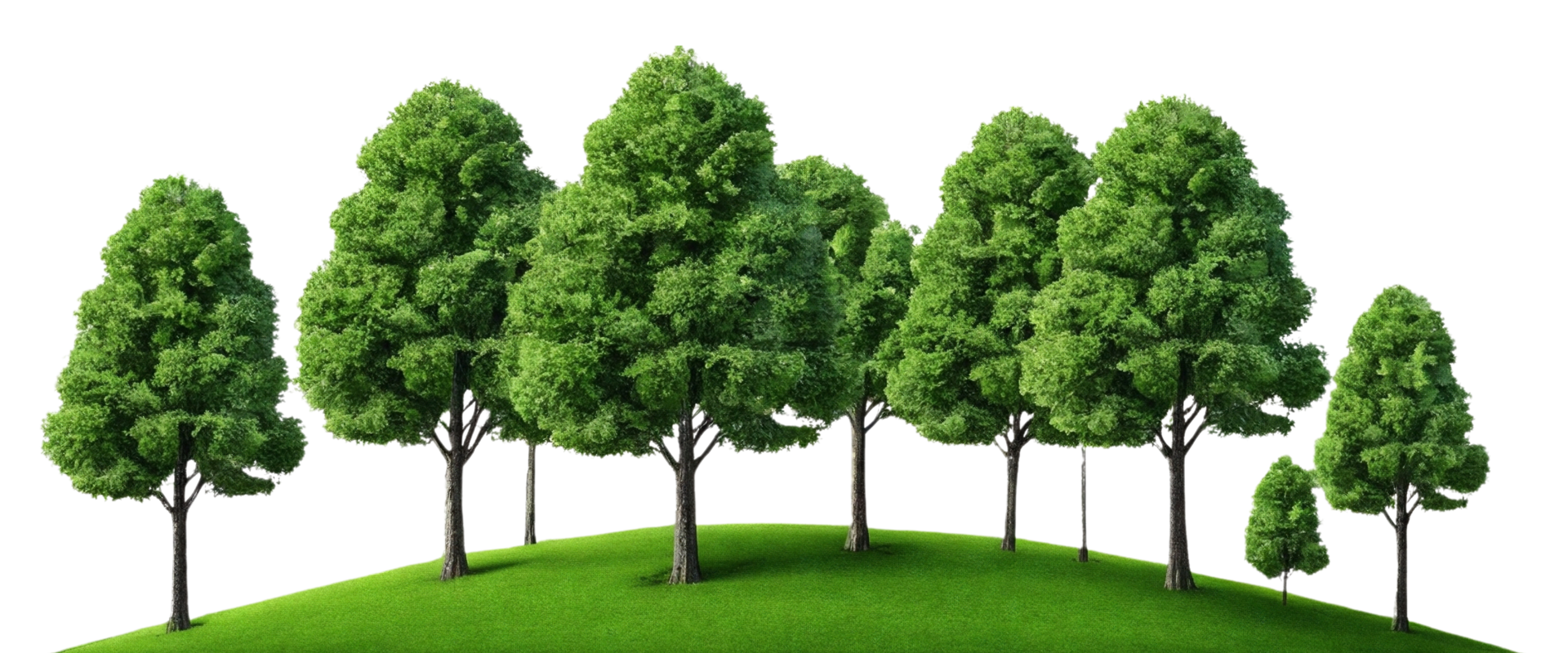Trees over a hill on a transparent background png