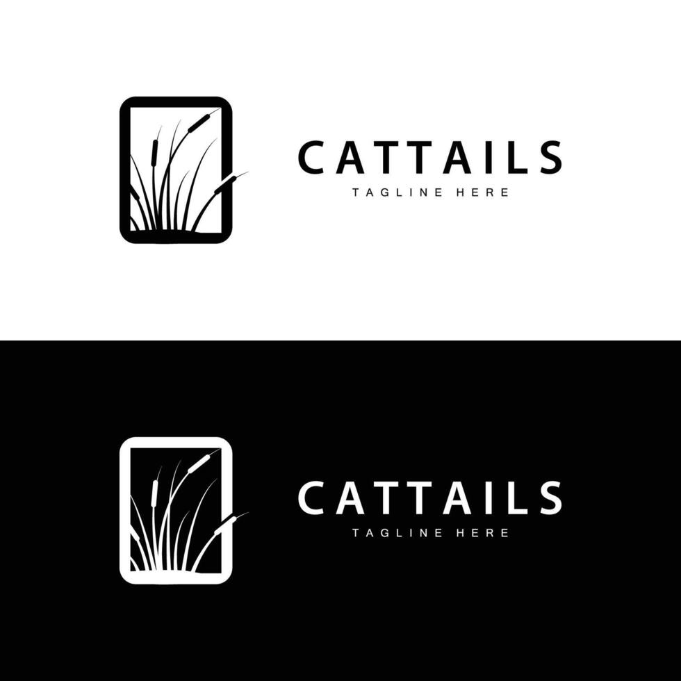 Cattail Logo Design Grass Simple vector