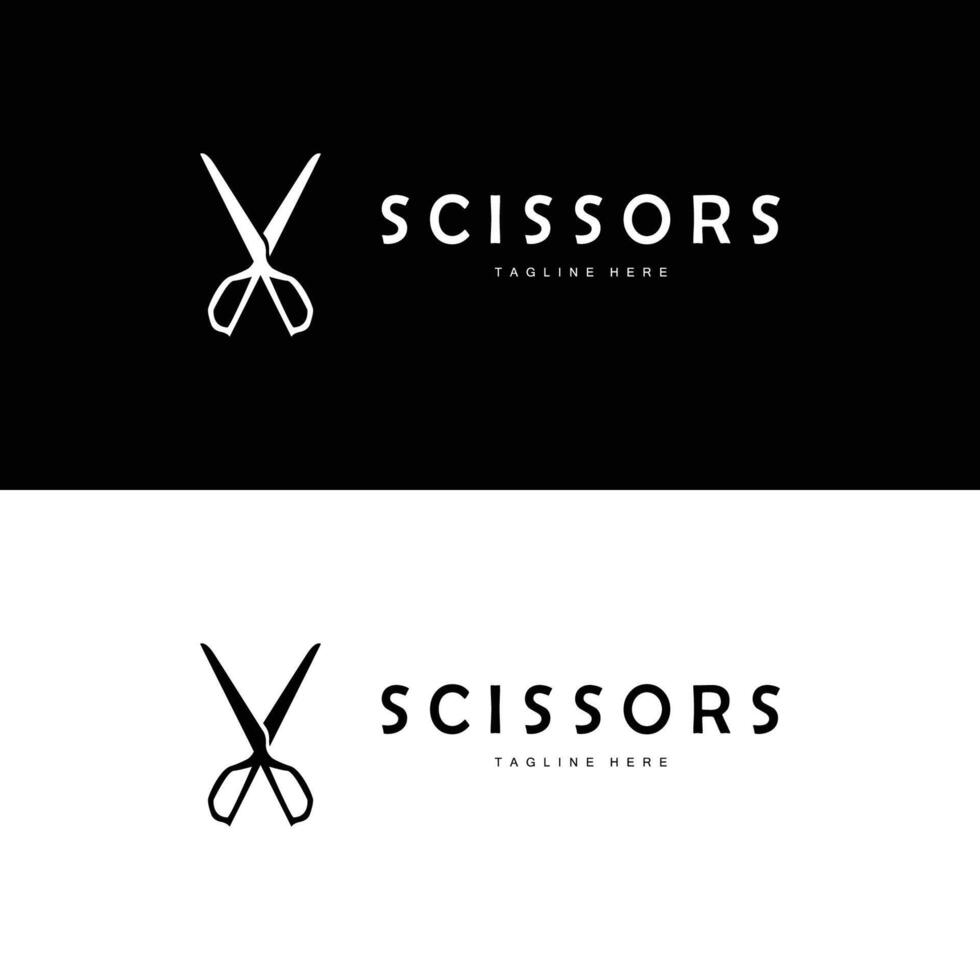 scissors logo cutting tool simple icon symbol vector