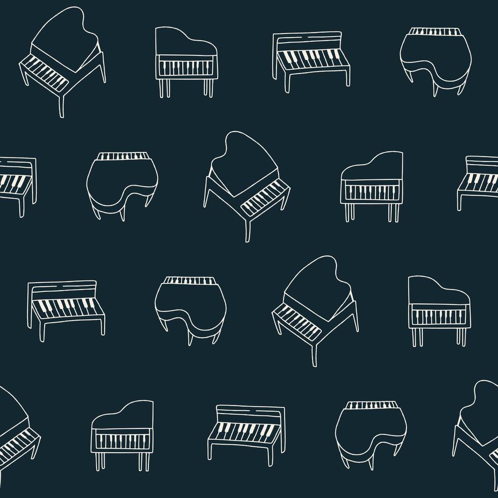 Outline Collection of Piano Seamless Pattern illustration Design vector