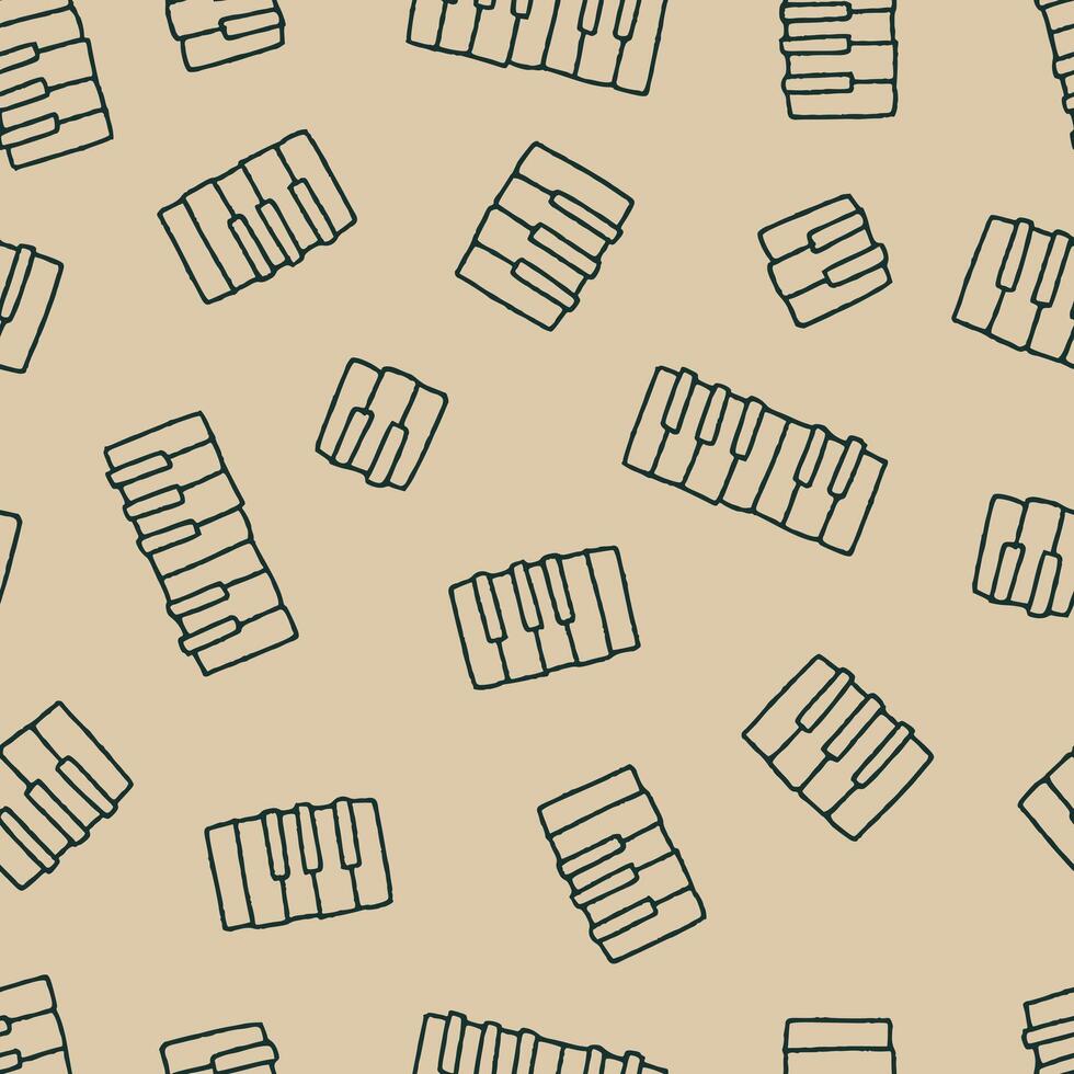 Outline Bunch of Piano Seamless Pattern illustration Design vector