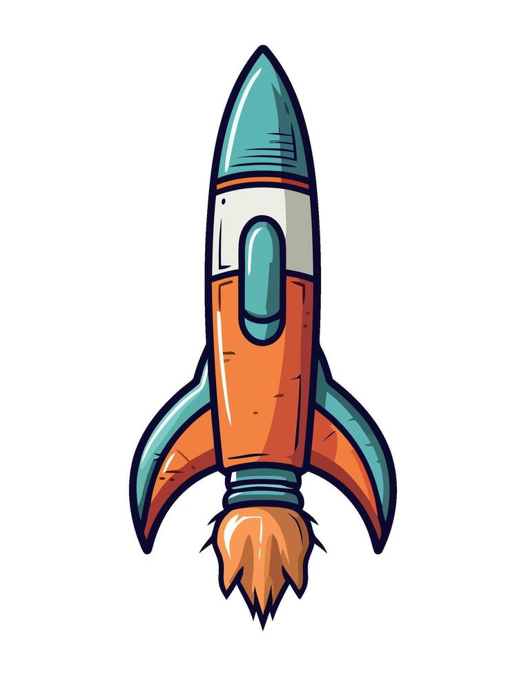 Rocket ship launches into orbit isolated vector