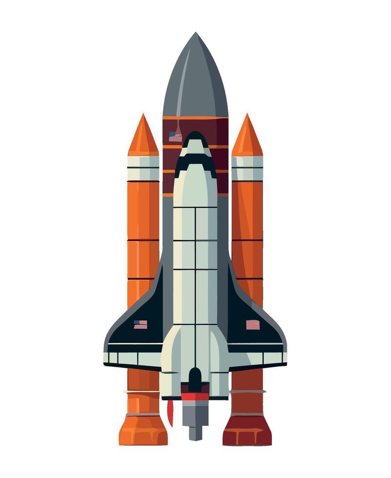 Futuristic spaceship taking off into the galaxy isolated vector