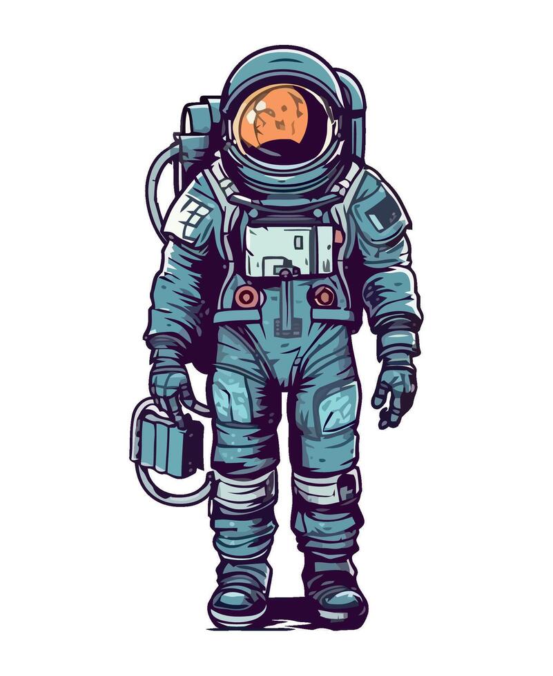 Space explorer in futuristic suit with equipment isolated vector