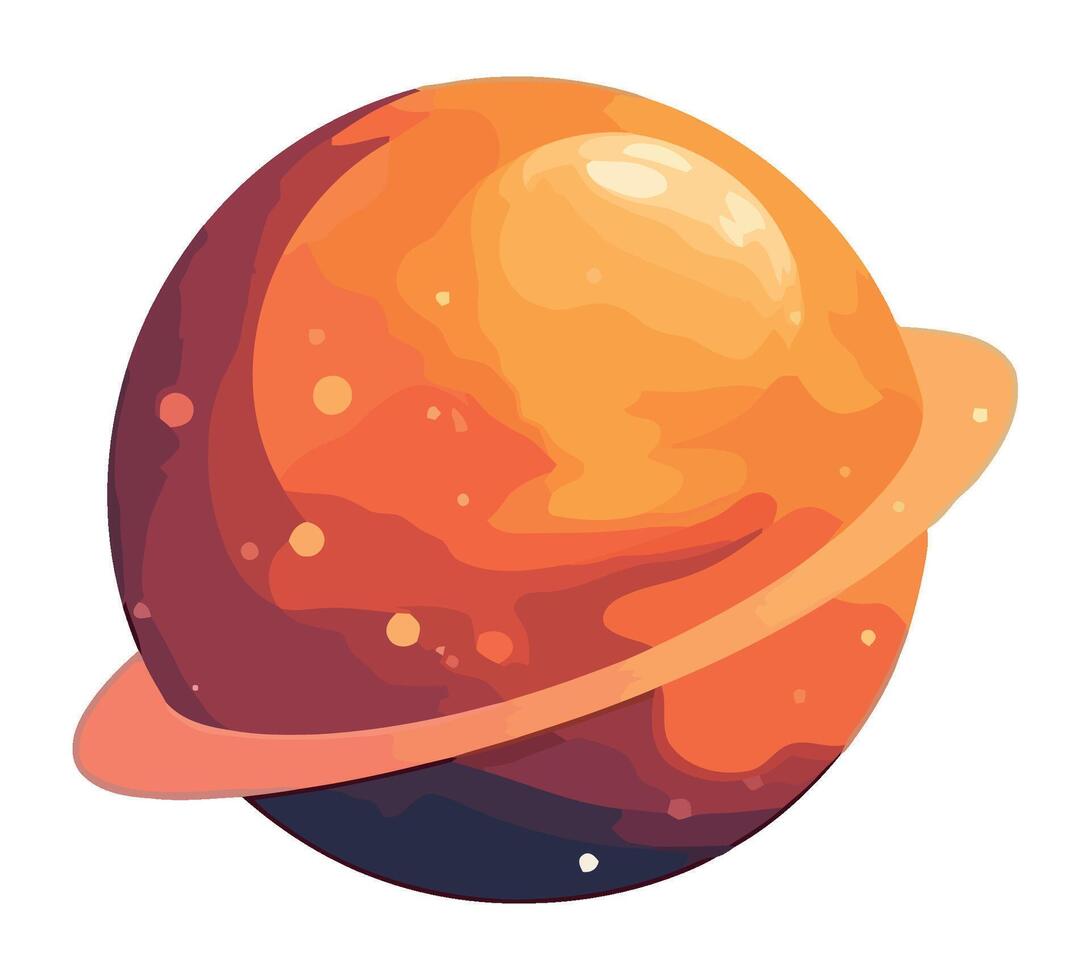 space saturn planet orange icon isolated vector