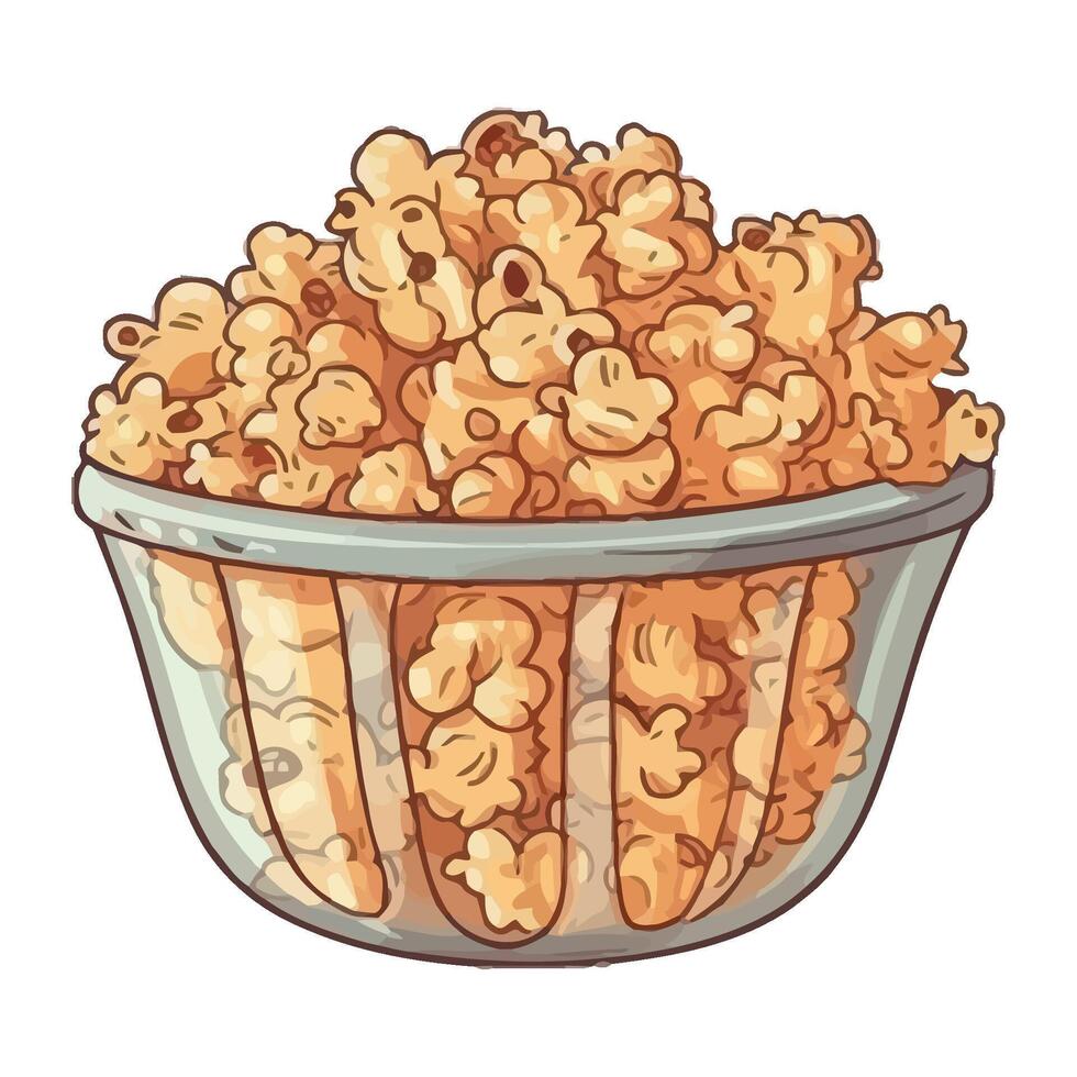 pop corn in transparent bowl icon isolated vector