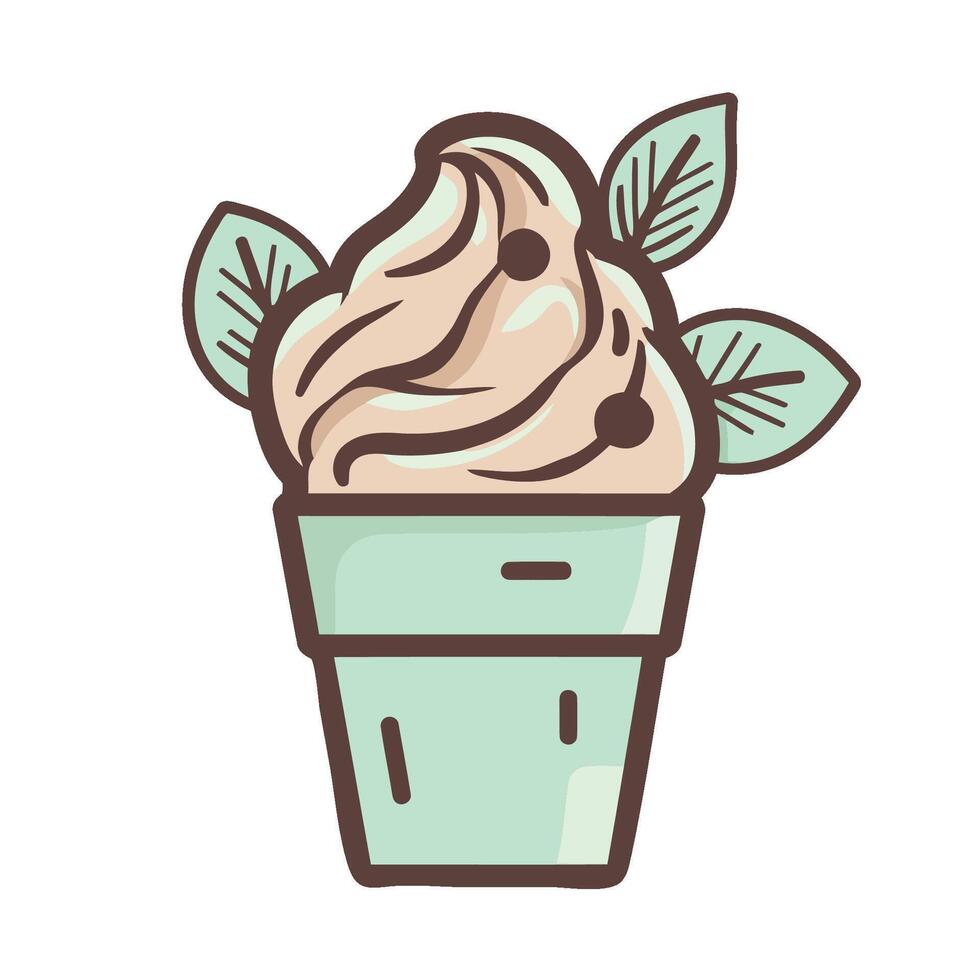 Sweet summer chocolate ice cream sundae isolated vector