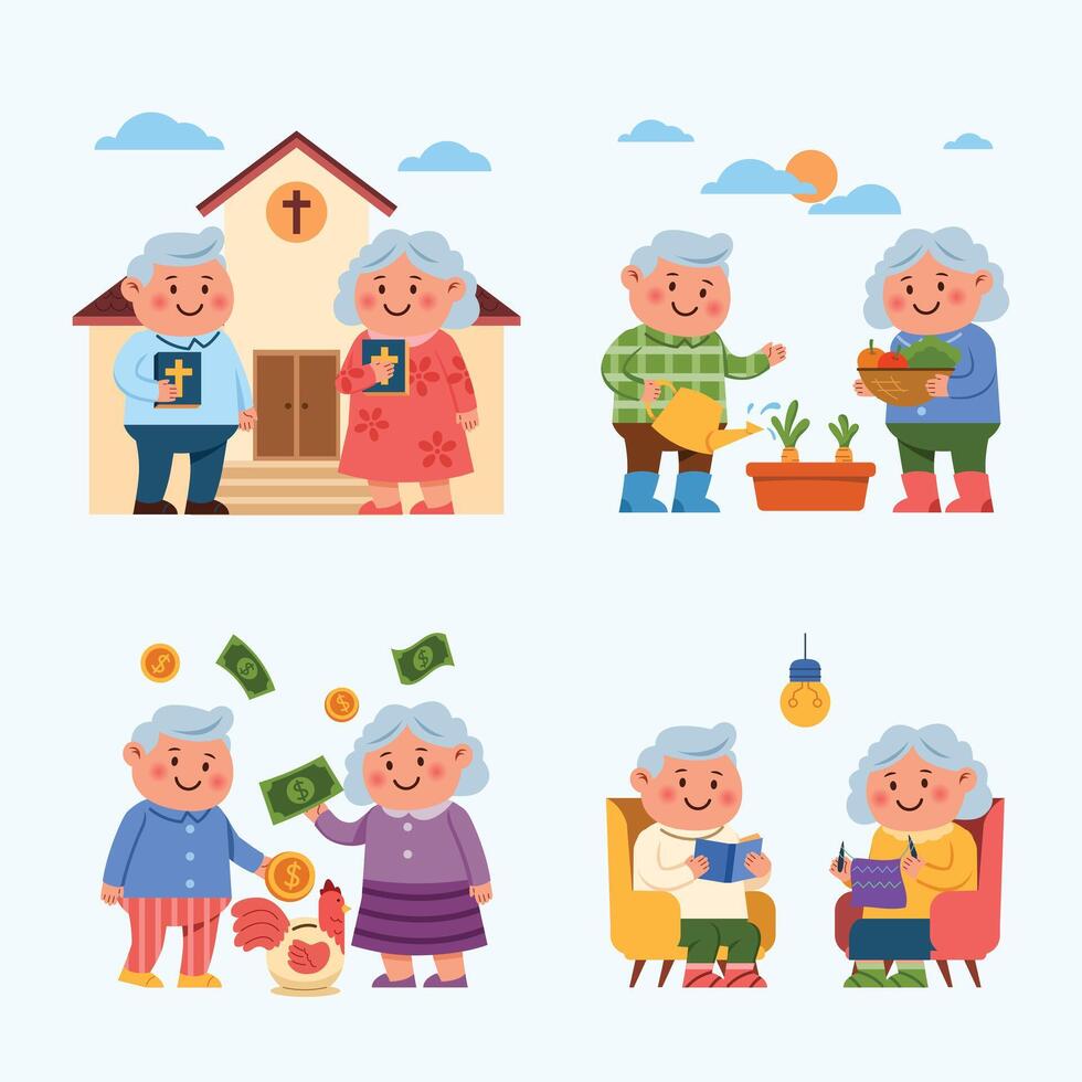 Elder Citizen After Retired Activity vector