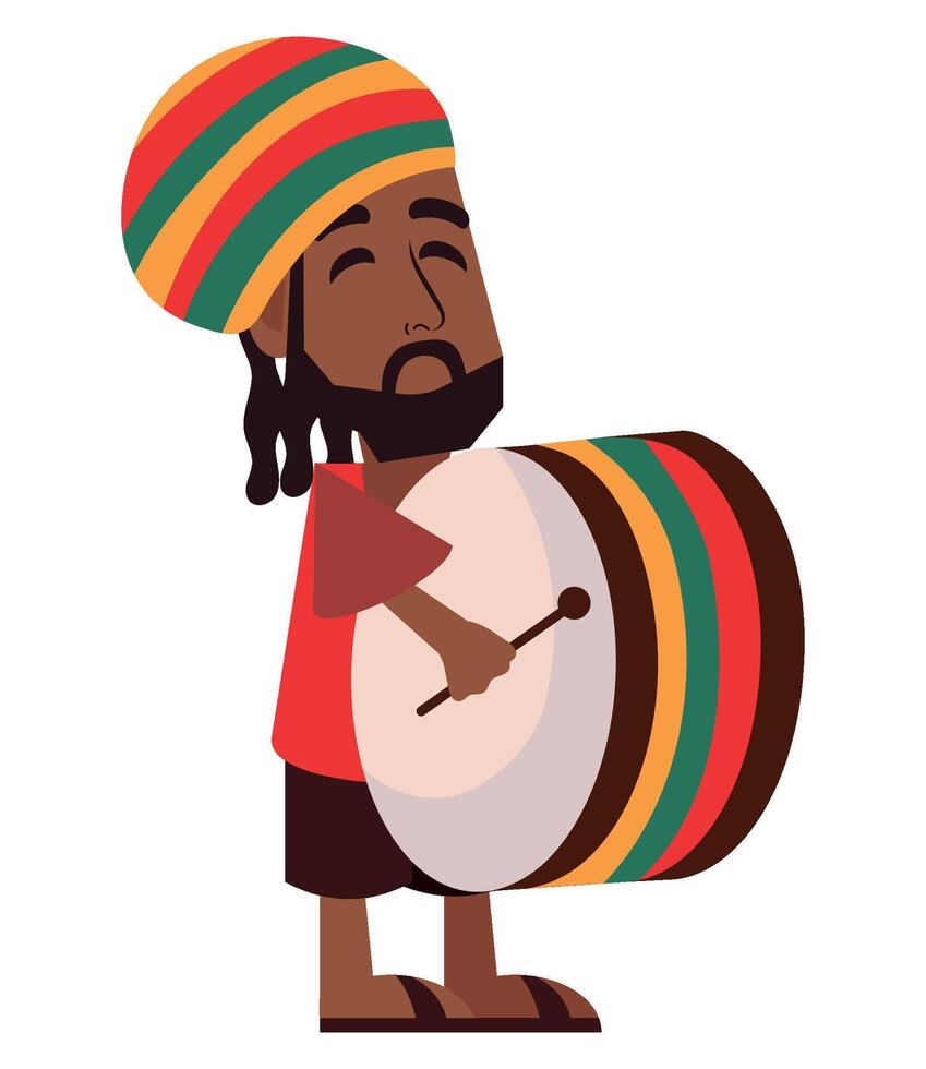 bob marley day man with drum illustration isolated vector