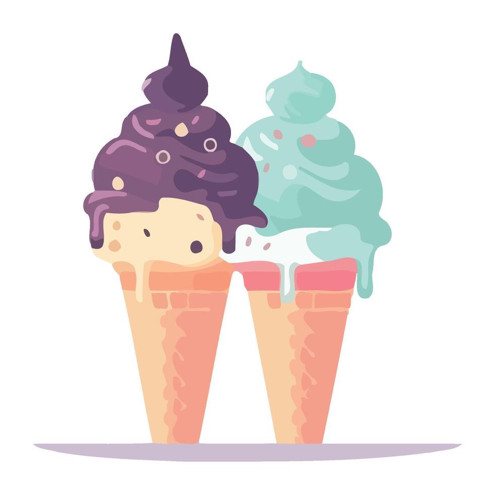 Sweet ice cream cones design with chocolate ball isolated vector