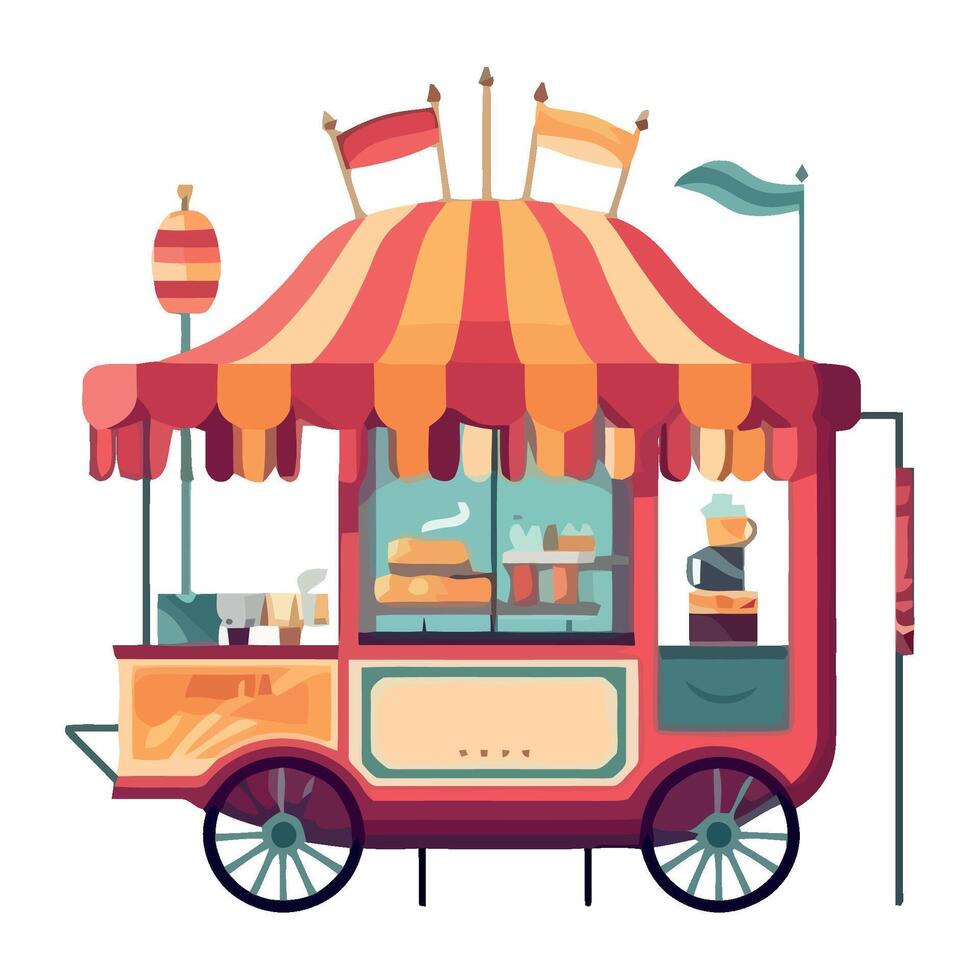 Summer fun eating ice cream from truck isolated vector