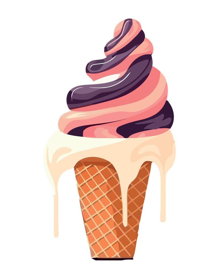 Sweet symbol of summer chocolate ice cream cone isolated vector
