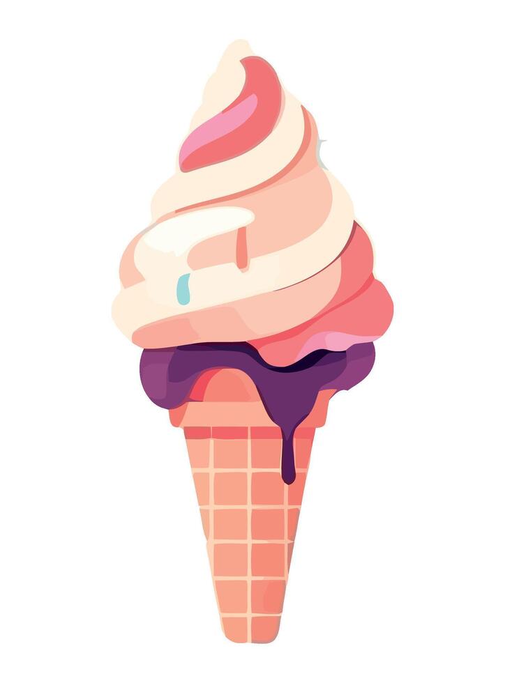 Sweet ice cream cone with chocolate flavor isolated vector