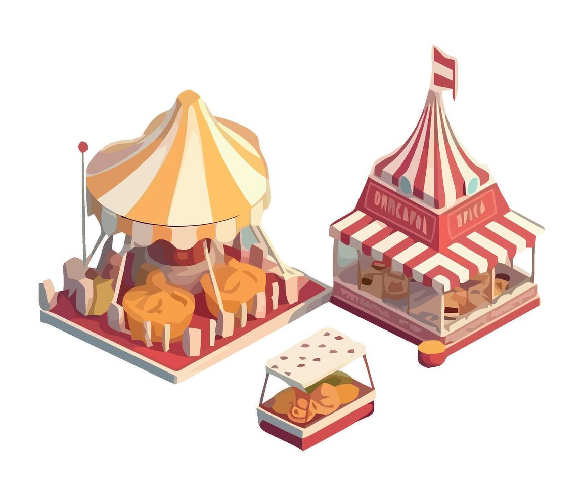 traditional carnival tents and kiosk event isolated vector