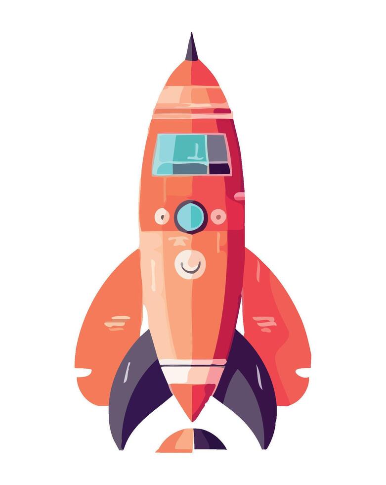 Futuristic spaceship flying through galaxy isolated vector