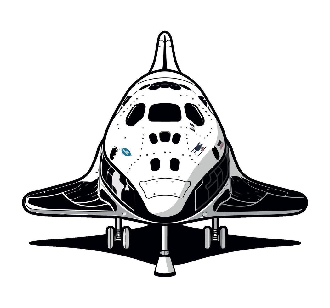 spaceship futuristic space vehicle monochrome isolated vector