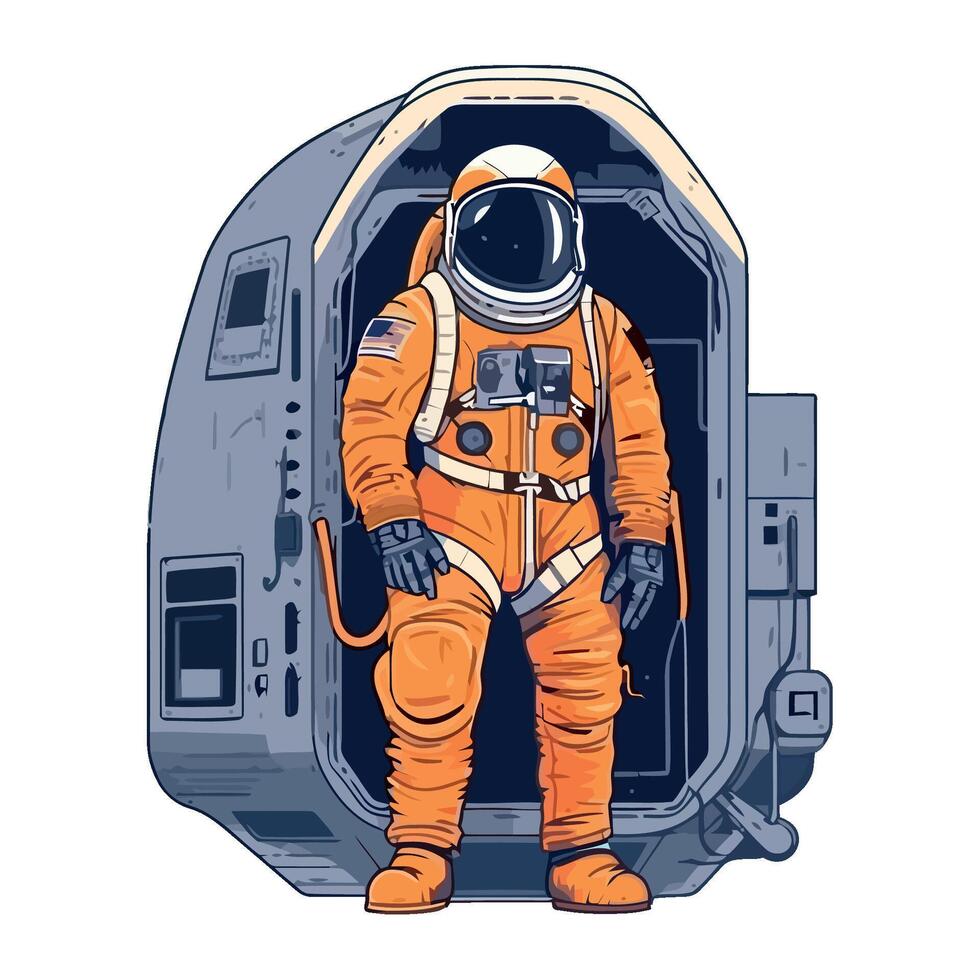 astronaut with space suit in capsule isolated vector