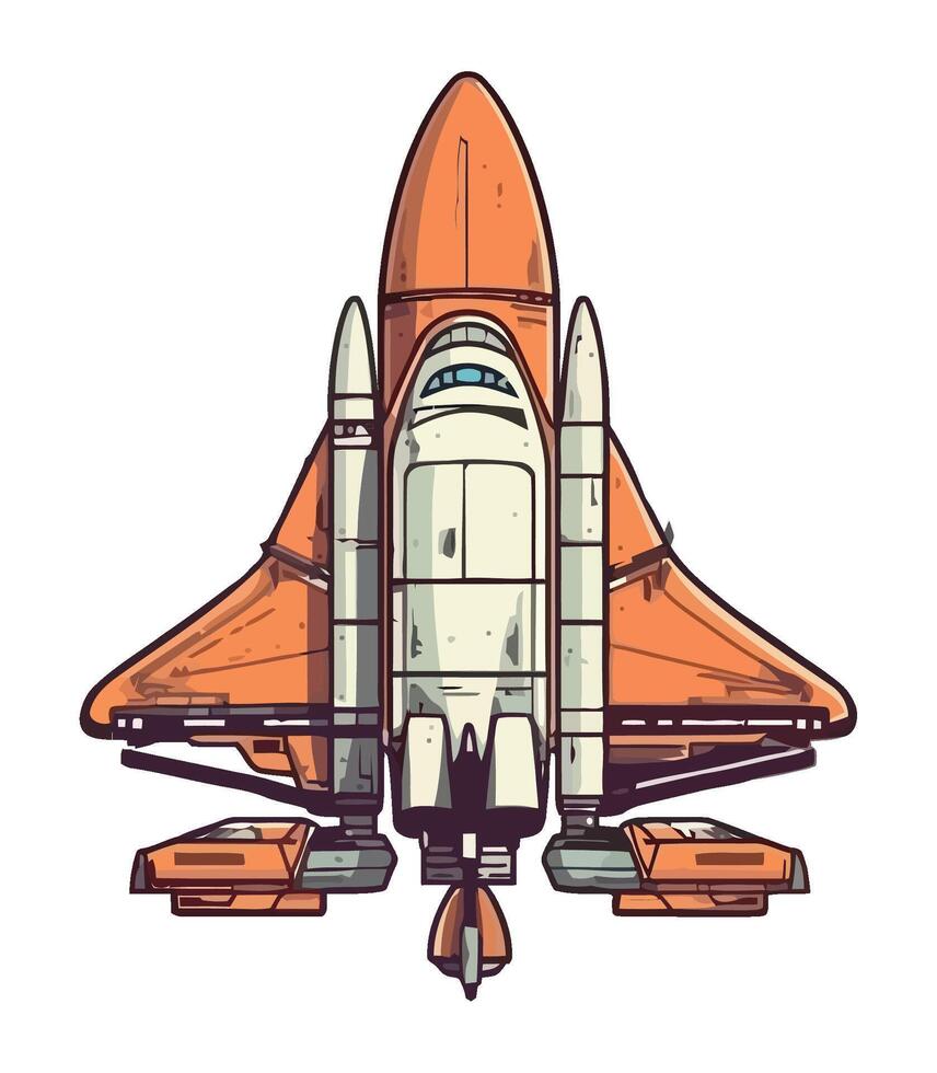 Futuristic spaceship flying through galaxy isolated vector